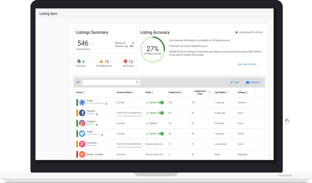 Listing Sync Pro — Real-Time Directory Sync HoopJumper Listing Sync Pro pushing business name, address, phone, hours, and photos to 40 or more directories in real time while blocking unauthorized third-party changes