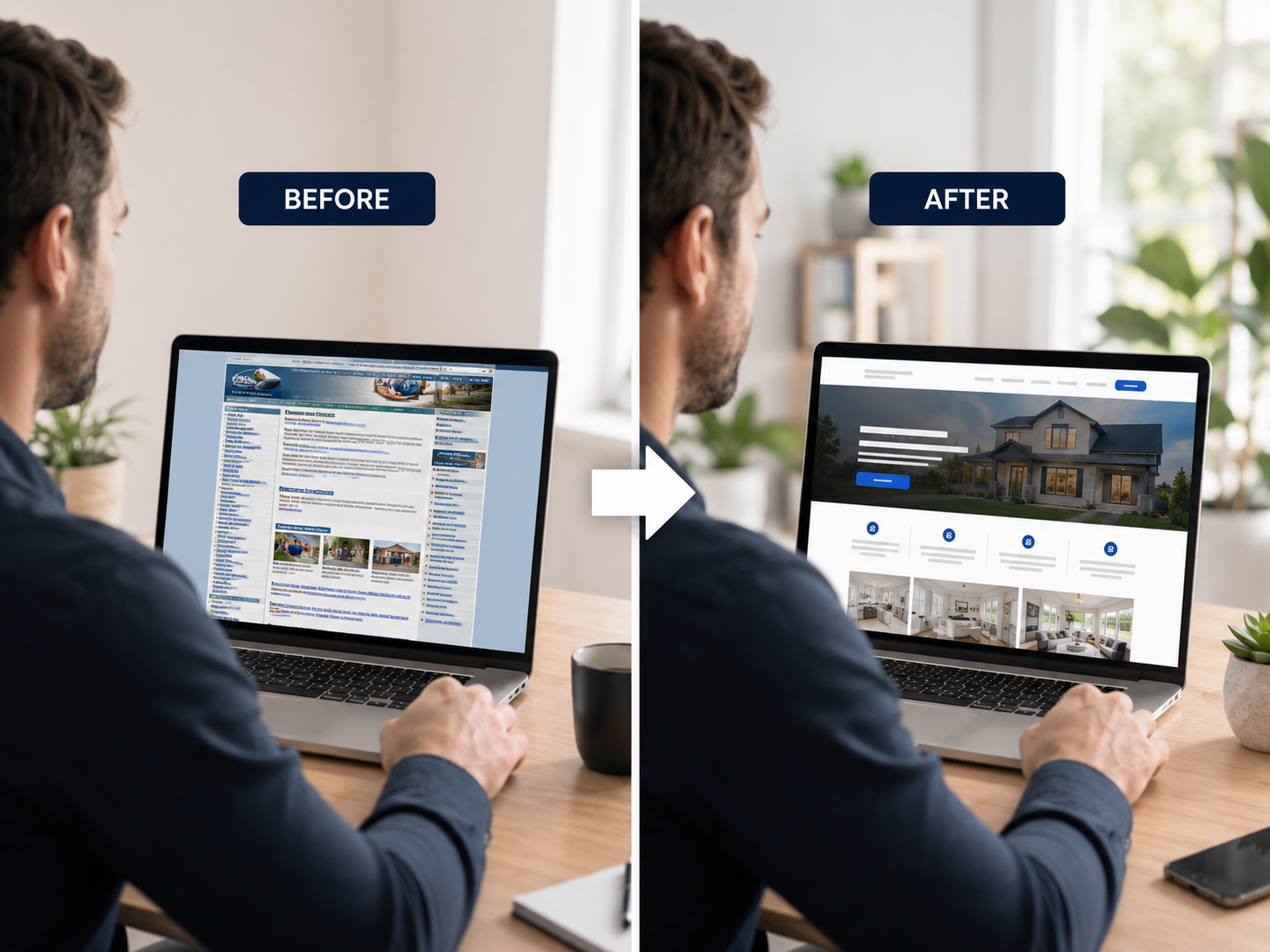 Website refresh before and after HoopJumper website refresh service modernizing design, speed, and SEO performance
